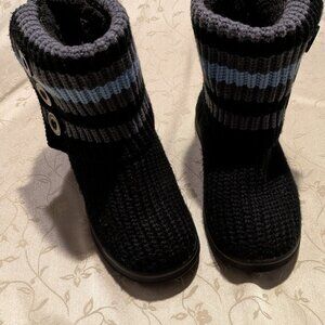 Roxy knit women's blk/multi trim sweater ankle/mid calf boots, size 7